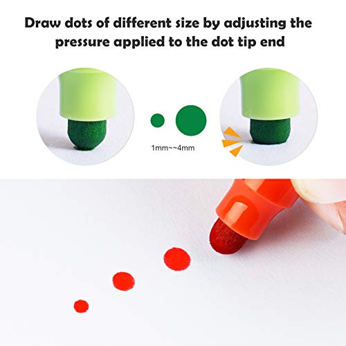 NiArt 12 Dual Tip Dot Markers, Quick-Dry for Art Journaling, 0.5mm-3mm