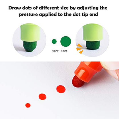 NiArt 12 Dual Tip Dot Markers, Quick-Dry for Art Journaling, 0.5mm-3mm