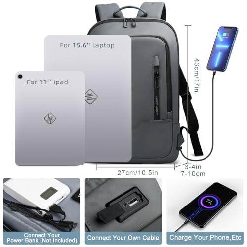 hk Backpack for Men Business Slim Laptop Bag - color: Dark Grey, size: 15.6 Inch