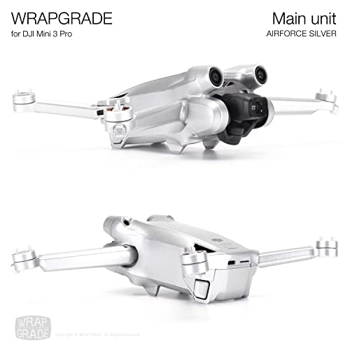 WRAPGRADE Skin Stickers Compatible with DJI Mini 3 Pro | Main Unit (Airforce Silver) - color: Airforce Silver