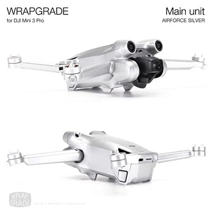 WRAPGRADE Skin Stickers Compatible with DJI Mini 3 Pro | Main Unit (Airforce Silver) - color: Airforce Silver