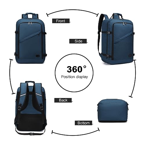 Kono Travel Backpack Airline Approved Overhead Bin Personal Item Bag - color: Navy, size: Large