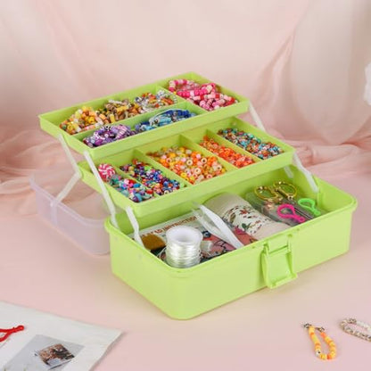 Tackle Box, 3-Layer Craft Sewing Medicine Art Hair Tool Organizer Green - color: Green