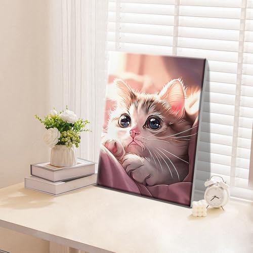 ATDMS Cat Paint by Numbers Kit for Adults with Frame, 8x12 Inch - color: Cat 237