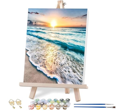 VIGEGU Beach Landscape Paint by Numbers Kit for Adults with Framed - color: Paint by Numbers-0729-08