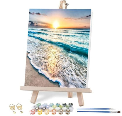 VIGEGU Beach Landscape Paint by Numbers Kit for Adults with Framed - color: Paint by Numbers-0729-08