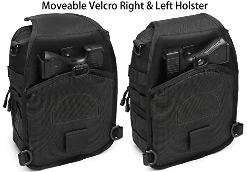 Tactical Sling Backpack With Holster Military Crossbody Bag for Men Single Shoulder Back Pack 10L - color: Black & Tan 2