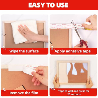 3M Double Sided Tape Heavy Duty, 0.39" x 9.85FT Removable Mounting Tape for Wall, Extra Strong Foam Tape, Picture Hanging Adhesive Strips Waterproof for Cars, Walls, Home, Office Décor - size: 0.39in x 9.85ft