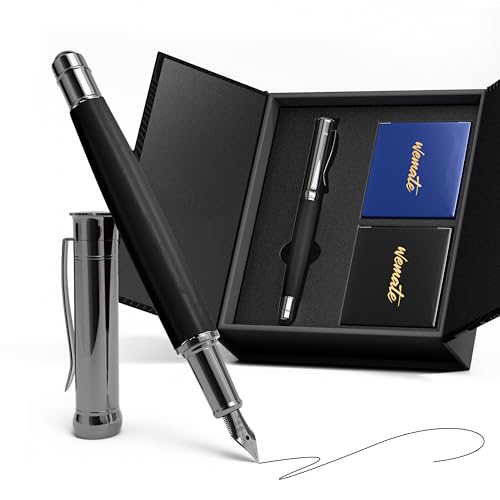 WEMATE Fountain Pen Set for Writing, Fine Nib, Black Ebony - color: Black, style: Ebony