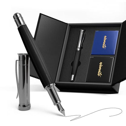 WEMATE Fountain Pen Set for Writing, Fine Nib, Black Ebony - color: Black, style: Ebony