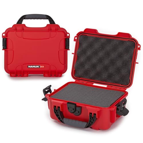 NANUK 904 Hard Case with Foam – IP67 Waterproof Protective Case for Camera, Drone & Gear – Impact-Resistant & Dustproof – Perfect for Travel 10.2" x 7.9" x 4.5" – Red - color: Red, size: Cubed Foam