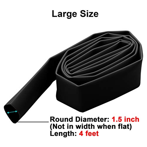1.5 Inch Dia 3:1 Adhesive Heat Shrink Tubing, 4 ft, Black - size: 4FT (1.5", 1 Pack)