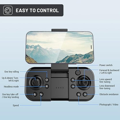 MSMV 4K HD Camera Drones, Wireless RC Toys for Boys Girls,Black - color: Black