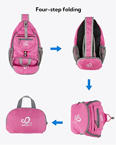 WATERFLY Packable Small Crossbody Sling Backpack Shoulder Chest Bag Daypack for Hiking Traveling - color: Pink