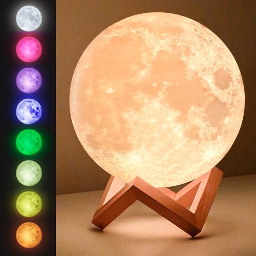 Mind-Glowing 3D Moon Lamp, 16 Colors, Touch/Remote Control (7.1 inch) - color: Moon, size: 7.1 Inch