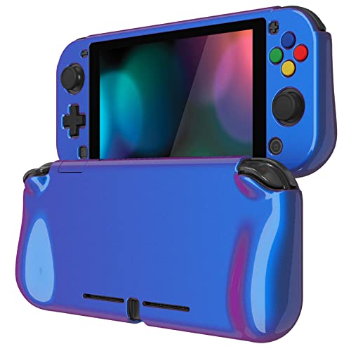 PlayVital ZealProtect Protective Case for Nintendo Switch Lite, Ergonomic Grip Hard Cover - Durable Shock-absorbent Anti-Scratch with Screen Protector & Thumb Grip Button Caps, Chameleon Purple Blue - color: Chameleon Purple Blue