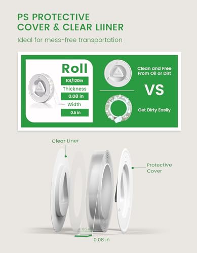 Double Sided Heavy Duty Nano Tape, Strong Mounting Tape 1/2” x 10ft - size: thick