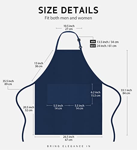 Syntus Apron for Men Women, Adjustable Cooking Kitchen Apron with 2 Pockets - color: Blue Dark, style: 2 Polyester