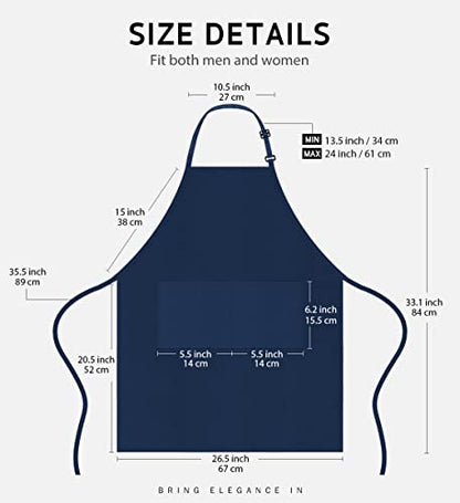 Syntus 12 Pack Apron with 2 Pockets Aprons for Men Women, Polyester, Blue - color: Nautical Blue