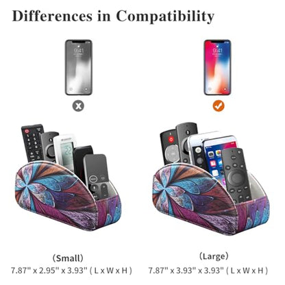 Remote Control Holder, 5 Compartments TV Remote Holder Caddy for Table - color: Fractal Flower, size: Large