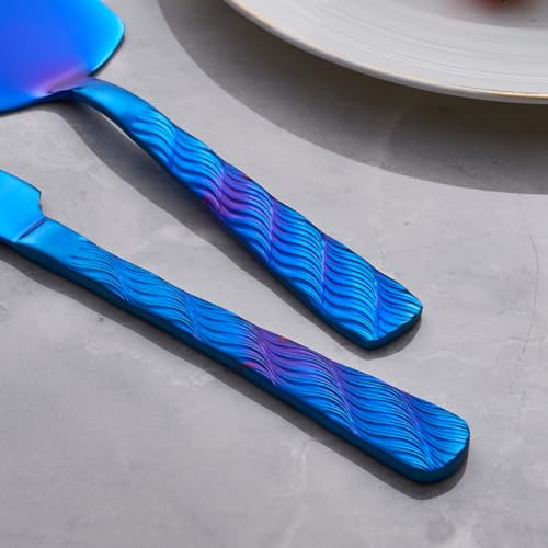 Blue Cake Cutting Set, Stainless Steel Cake Knife and Server Set - color: Blue