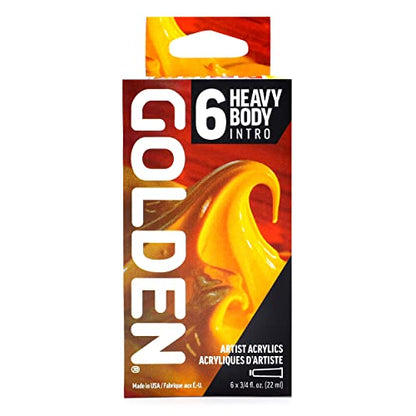 GOLDEN Heavy Body Acrylics Intro Set, 6 x 22 ml Tubes