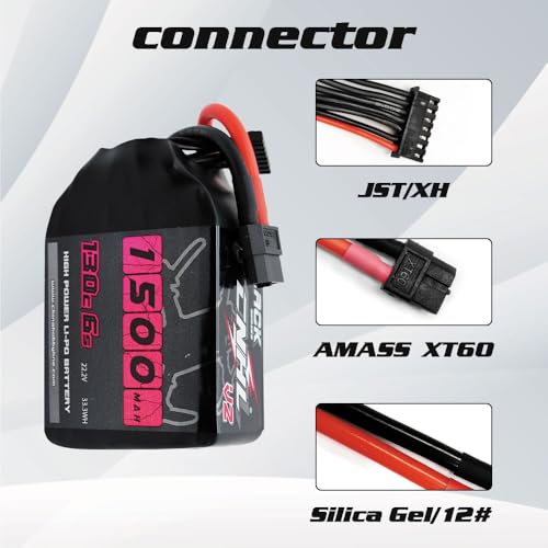 CNHL 1500mAh 6S LiPo Battery 22.2V 130C with XT60 Plug (2 Packs)