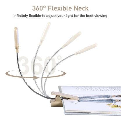VAVOFO Rechargeable Reading Light, Clip on Book Light for Reading in Bed - color: Khaki