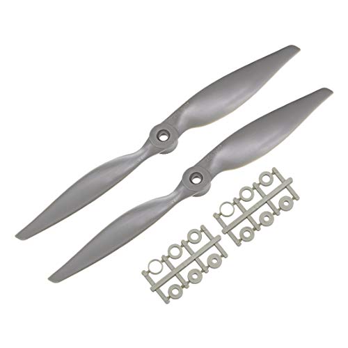 uxcell RC Propellers CW 10x5 Inch 2-Vane for Airplane Nylon Gray 2Pcs with Adapter Rings - size: 10x5 inch