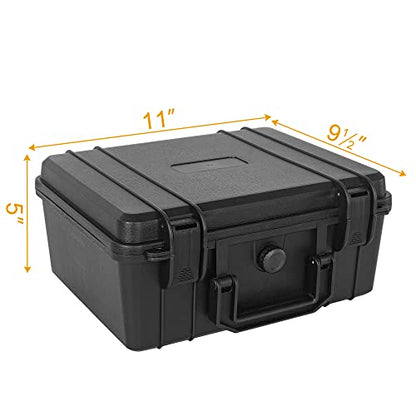 Protective Hard Case Shockproof Water-resistant with Customized DIY Foam Insert fit for Camera, etc, 11 X 9.5 X 5-Inch - size: Inner：10 X 7 X 4.7 Inch
