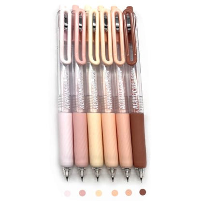 6 Colors 0.7mm Fine Pointed Acrylic Gel Pen Set,Beauty Skin - color: Silver