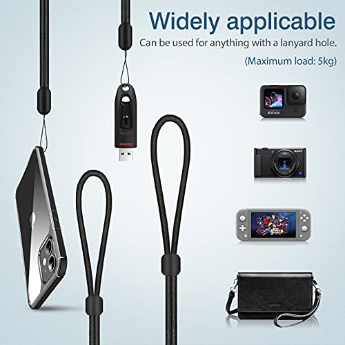 Hand Wrist Strap Lanyard 6 Pack 8inch, Adjustable Nylon Wristlet Keychain - color: Black, size: 8 inches