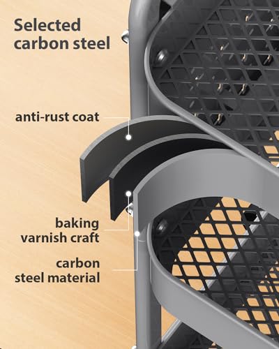 ALVOROG 3 Tier Metal Rolling Utility Cart with Pegboards,Baskets,Hooks,Gray - color: Grey