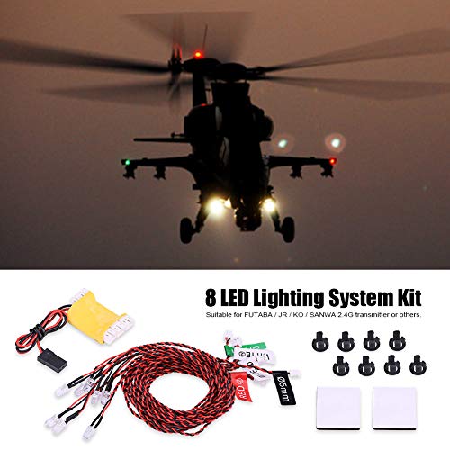 Akozon Rc Plane Navigation Lights Rc Plane Led Light Kit RC Airplane Flashing Light 8 LED Lighting System Kit Simulation Flashing Lights for RC Airplane Helicopter Deformation Model