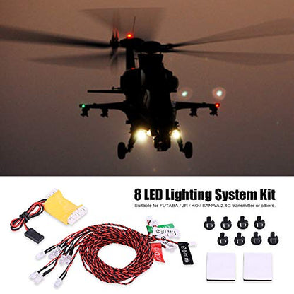 Akozon Rc Plane Navigation Lights Rc Plane Led Light Kit RC Airplane Flashing Light 8 LED Lighting System Kit Simulation Flashing Lights for RC Airplane Helicopter Deformation Model
