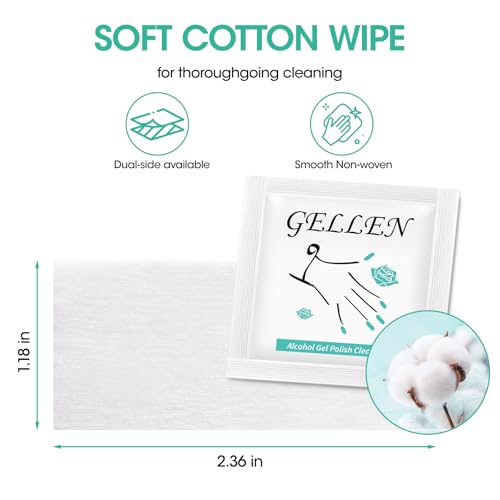 GELLEN Nail Cleanser Pads, 200 Pack Alcohol Prep Pads Individually Wrapped - size: 200PCS