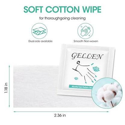 GELLEN Nail Cleanser Pads, 200 Pack Alcohol Prep Pads Individually Wrapped - size: 200PCS