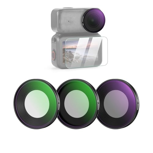 NEEWER ND Filter Set Compatible with DJI Osmo Nano (ND8/UV/CPL), Screw On Action Camera Lens Neutral Density Polarizer Filter Multicoated Optical Glass Accessories with Screen Protector, 3 Packs - size: nano, style: 3 Packs ND+UV+CPL