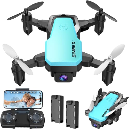 SIMREX Mini Drone with 720P Camera for Kids & Beginners - Foldable RC Quadcopter, Optical Flow Positioning, Altitude Hold, 3D Flip, 2 Batteries 20Min Flight, Safe & Easy Indoor Outdoor Flying Toy Gift (NEW BLUE) - color: Blue
