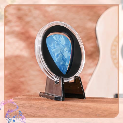 Funnymoom 1 Pcs Guitar Pick Display Case Acrylic with Stand, Clear, Black - color: Clear, Black