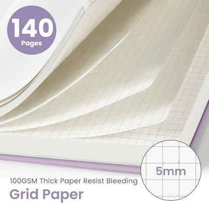 Taja Graph Spiral Notebook for Work, 5.7"x7.9" Squared Graph Paper Notebook - color: E-Purple, style: c-Graph