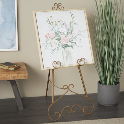 Deco 79 Metal Scroll Easel, Stand 21" x 25" x 48", Gold - color: Gold, size: 23" x 24" x 48"