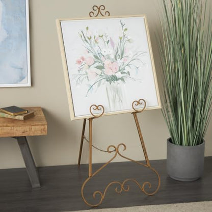 Deco 79 Metal Scroll Easel, Stand 21" x 25" x 48", Gold - color: Gold, size: 23" x 24" x 48"