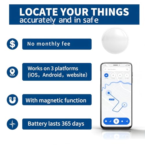 Mini GPS Tracker for Vehicles - No Monthly Fee Car Tracker with Anti-Loss, Location History & Long Battery Life, Compatible with Android ﻿ ﻿ (White) - color: white