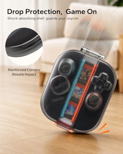 JEMDO Joycon Storage Case for Nintendo Switch 2, Slim Hard Shell Carrying Case with 3 Game Card Slots & Wrist Strap, Shockproof Scratch Resistant Protective Box, Lightweight Portable for Travel - style: Controller Case