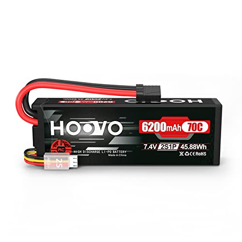 HOOVO 7.4V 6200mAh 70C 2S Lipo Battery Hard Case with TR Plug