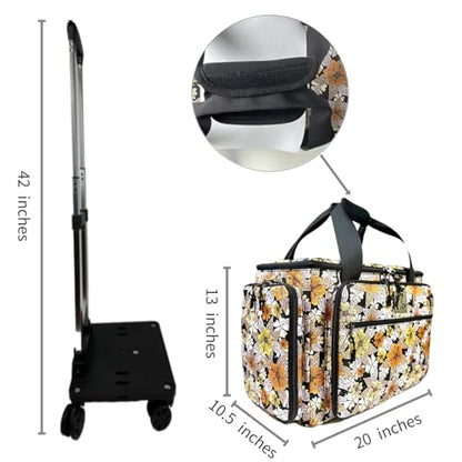 Rolling Teacher Bag with Five 360-Degree Rotating Wheels,Fits for 15.6" Laptop - color: Floral