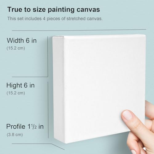AUREUO 6x6 Inch Gallery Wrapped Canvas 1.5 Inch Depth 4 Pack - size: 6"x6" Gallery