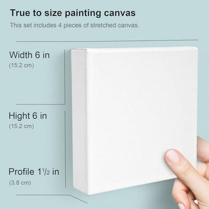 AUREUO 6x6 Inch Gallery Wrapped Canvas 1.5 Inch Depth 4 Pack - size: 6"x6" Gallery