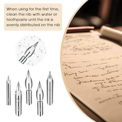 11PCS Comic Pen Nib Set, Oblique Calligraphy Dip Pen Set Fluid Writer Pens